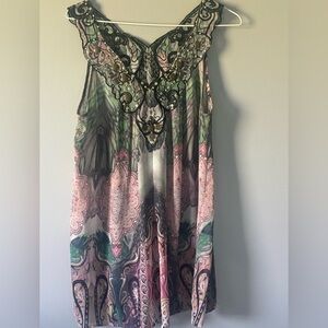 Sienna Rose sheer tunic tank Size Medium multicolor.